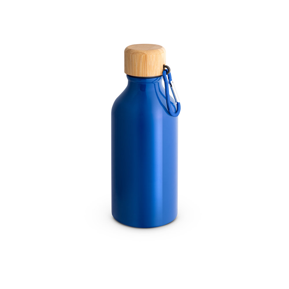 garrafa squeeze rox alumínio 400ml c/ tampa em bambu e mosquetão garrafa squeeze rox alumínio 400ml c/ tampa em bambu e mosquetão