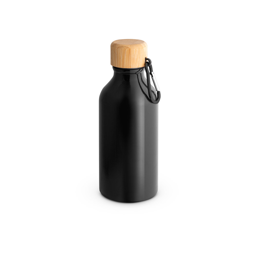 garrafa squeeze rox alumínio 400ml c/ tampa em bambu e mosquetão garrafa squeeze rox alumínio 400ml c/ tampa em bambu e mosquetão
