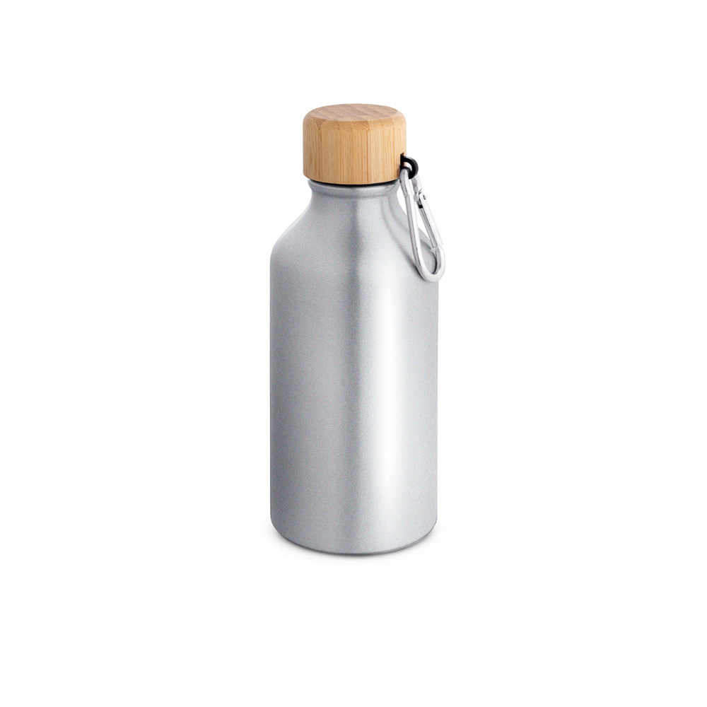 garrafa squeeze rox alumínio 400ml c/ tampa em bambu e mosquetão garrafa squeeze rox alumínio 400ml c/ tampa em bambu e mosquetão