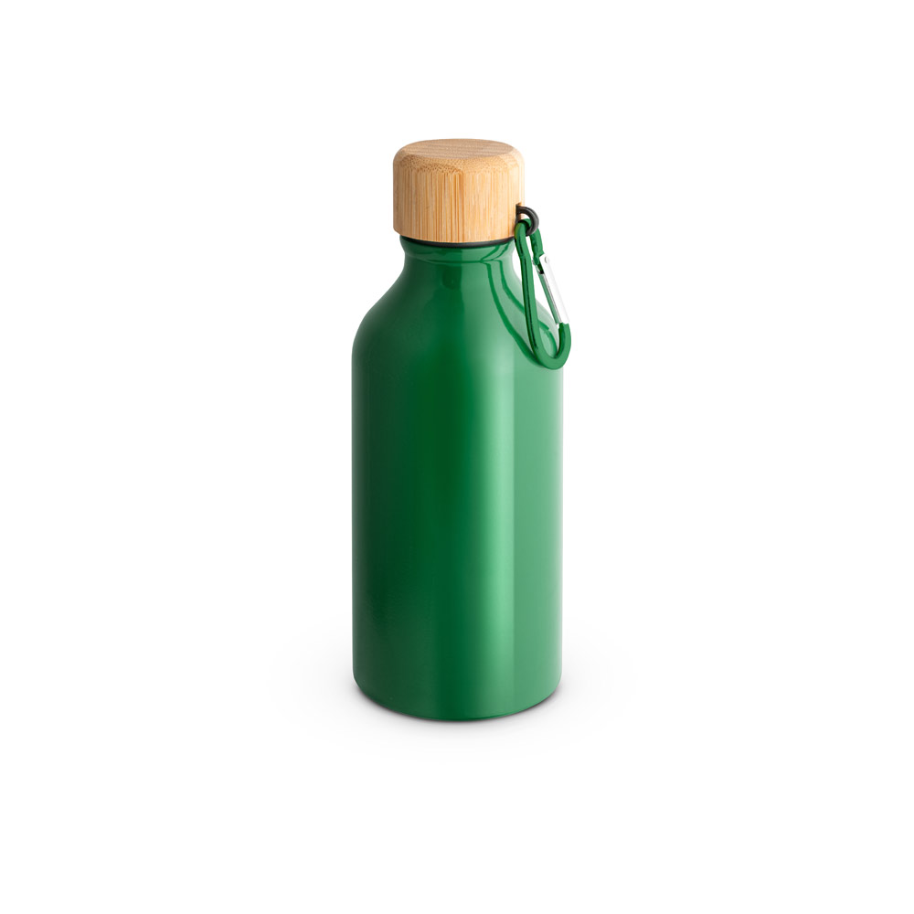 garrafa squeeze rox alumínio 400ml c/ tampa em bambu e mosquetão garrafa squeeze rox alumínio 400ml c/ tampa em bambu e mosquetão