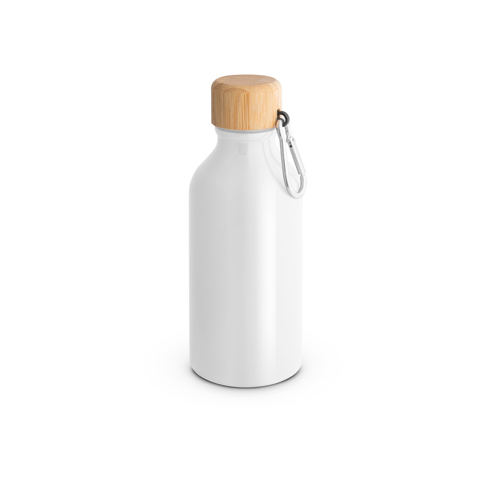 garrafa squeeze rox alumínio 400ml c/ tampa em bambu e mosquetão garrafa squeeze rox alumínio 400ml c/ tampa em bambu e mosquetão
